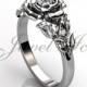 Flower Engagement Ring - 14k white gold diamond unusual unique flower engagement ring, wedding ring, anniversary ring ER-1059-1