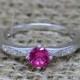 Genuine pink sapphire solitaire ring - Available in white gold or sterling silver - engagement ring