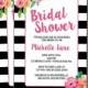 Black & White Bridal Shower Invitation,  Watercolor Flowers Wedding FREE PRIORITY SHIPPING Or DiY Printable, Bridal Shower Invitation