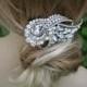Crystal Hair Comb, Barrette, Swarovski comb, Hair Flower, Bridal comb, Hair Accessories, Wedding Jewelry, Unique Feather shape Bridal comb
