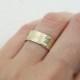 Gold Hammered 7mm  wedding band. 14K  gold wedding band. Hammered textured ring. Rustic wedding band. Unisex wedding ring. wide wedding ring