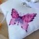 Ring bearer pillow, wedding ring pillow, wedding gift, purple butterfly