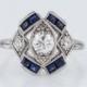 Antique Engagement Ring Art Deco .41ct Old European Cut Diamond in Platinum