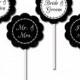 Black and White Personalized Bridal Cupcake Toppers - Modern Printable DIY Party Decorations - Custom Wedding Colors - Bridal Shower Wedding
