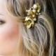 Bridal hair comb gold - Bridal headpiece - Wedding headpiece - Bridal hair comb - Flower headpiece