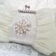 Ivory Chiffon Pearl Bridal Clutch - Pearl Flower Brooch  Clutch- Cream Satin Elegant Wedding Bag - Bridesmaid Purse - Vintage Style
