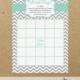 Bridal Shower Bingo Downloable Game Card, Stripes of Love Mint, Digital, Print Yourself, JPEG, PDF, Print Ready Files, INSTANT Download