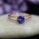 Tanzanite Engagement Ring 6.5mm Round Natural Tanzanite Wedding Ring Solid 14K Rose Gold Ring Promise Ring Anniversary Ring Bridal Ring