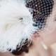 Bridal Feather Fascinator, Bridal Fascinator, Bridal Headpiece, Bridal Hair Accessories, Bridal Veil