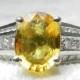 Yellow Sapphire Ring Platinum Yellow Sapphire Engagement Ring Natural Ceylon 2.0 Ct Sapphire 0.5 cttw Diamond Ring