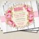 Shabby Chic Bridal Shower Invitation, Wood Pink Bridal Brunch Invitation, Peony Invitations, Floral Bridal Shower Invites, Invitation, BS156