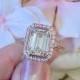 █ GIA Cert 3.85 Ct Emerald Cut Diamond Engagement Ring In 18K Rose Gold █HM1280