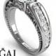 Unique Engagement Ring Diamond ring 14K White Gold Vintage Art Deco Victorian Ring Edwardian Ring White diamond - Gabriella