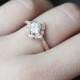14K Rose Gold Floral Sharp Moissanite Engagement Ring VS 5mm Cushion Cut Moissanite Ring Half Eternity Pave Diamonds Stackable