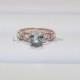 Unique Gem Ring 6x8mm Oval Aquamarine Ring 14K Rose Gold Aquamarine Engagement Ring Aquamarine Wedding Ring March Birthstone Ring
