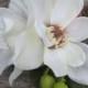 White Two Magnolia hair flowers clip - Wedding-