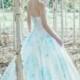 Floral Wedding Dress Watercolor Romantic, BONAPARTE, Silk Cotton Blue Pink Blush