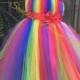 Rainbow Tutu dress, Rainbow Dress, Rainbow Flower girl Dress, Rainbow Birthday tutu, Rainbow Birthday dress, Vibrant tutu dress, Bright Tutu