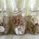 3 burlap and lace mason jar vases, wedding, bridal shower, baby shower