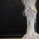 Custom Size Ivory Burlesque Zombie Bride Corset Mermaid Style Dress With Long Train And Moss And Veil