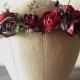 Rustic floral crown, holiday headpiece, burgundy flower crown, winter wedding, berry crown, woodland circlet, holiday hair accessories