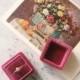 Free shipping! Deep Pink Dusty Rose Velvet Ring Box Handmade Wedding Vintage  Engagement Gift Bride 