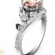 14K White Gold Morganite Ring,Gemstone Engagement ring,Flower Ring,Leaf Ring,Wedding Ring,Promise Ring,Ladys Jewelry,Unique Engagment Ring.
