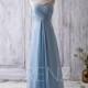 2016 Light Blue Bridesmaid Dress, Long Wedding dress, Empire Chiffon Prom Dress, Maxi dress, Sweetheart Strapless Formal Dress (B066D)