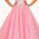Pink Floor Length Blue Sleeveless Lace Up Tulle Straps Beading Ball Gown