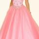 Crystals Nude Floor Length Halter Sleeveless Lace Up Tulle Pink Ball Gown