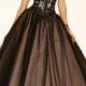 Strapless Black Appliques Floor Length Sleeveless Lace Up Tulle Beading Ball Gown