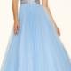 Blue Crystals Pink Halter Open Back Floor Length Sleeveless Tulle Sweetheart Ball Gown