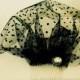 black birdcage veil/black spotted veil/black wedding veil/black polka dot veil/short veil/tulle veil/vinateg style black veil