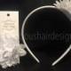 Dahlia Chiffon Lace Flower Clip/Headband - White