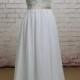 V-Back Wedding Dress With Chiffon Skirt A-line Style Bridal Gown Sleeveless Wedding Gown With Champagne Lining Of Bodice