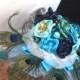 Brooch Bouquet , Peacock Brooch Bouquet , Something Blue bouquet , Fabric bouquet , Alternative Unconventional Wedding Bouquet