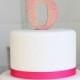 Pink Glittery Mouse 6th Year Cake Topper
