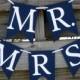 Mr and Mrs Banner Set in Navy - Wedding Photo Prop and Chair Signs