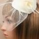 Ivory Hat Fascinator. Flower Feather Beaded Fascinator, Head Piece, Mother of the Bride, Christening, Ascot, Races, Derby
