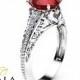 2 Carat Ruby Custom Ring in 14K White Gold Unique Ruby Ring Art Deco Styled Ring with Natural Diamonds