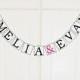 FREE SHIPPING, Personalized wedding name banner, Bridal shower banner, Engagement decoration, Custom banner, Bachelorette party, Hot pink