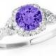 Willor Tanzanite & Diamond Vintage Inspired Engagement Ring - Leaf Vine Rings - Gemstone Rings for Women - Tanzanite Rings - Anniversary - Wedding
