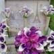 17 Piece Real Touch Purple White Calla Lily Bridal Bouquet Wedding Bouquet Set, Purple White Bouquet, Calla Lily Bouquet, Purple Calla Lily