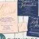 Classic Blush & Navy Wedding Invitations - gold, neutal, blush, navy, classic, Elegant, Invitation, RSVP, Info card