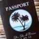 Passport Wedding Invitation Design Fee (Faux Leather-Look Cover with Palm Tree / Beach Design)