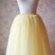 Yellow Tea Length Adult /Teen Tutu Skirt. Midi Skirt. Elastic Tulle Skirt. Costumes. Plus Size Custom Tutu. Summer Yellow Bridesmaid (WT24)