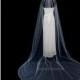 Pearl and Crystal Edge Bridal Veil, Cathedral Chapel Floor Royal Wedding Veil, White or Ivory, Style 2008