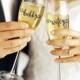 Wedding Champagne Flute Decals - Hubby Wifey - Wedding Decal Wedding Stickers Bride And Groom Champagne Flutes Decal Decoration