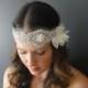 Wedding Headband, Bridal Bandeau, Bohemian Bridal, Bridal Headband, Bridal Petal headpiece, Crystal Ribbon Headband, Vintage Bridal Headband