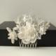 Bridal lace headpiece Hair comb Ivory floral wedding hair piece Beaded lace